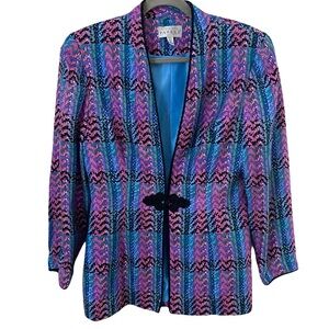 Adrianna Papell Silk Vintage Vibrant Multicolor Workwear Jacket Blazer Size‎ 8